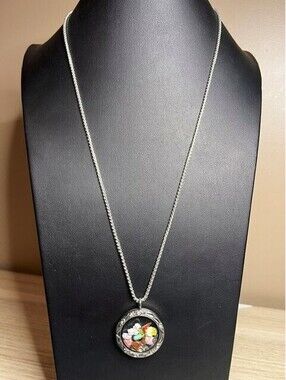 B6268 Origami Owl Living Locket Necklace Easter Charms Silver Tone Crystal 24"